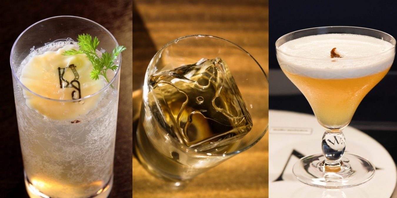 左から、Amour du ChoCOLAアムール・デュ・ショ“コーラ”、 Ninja Old-fashionedニンジャ・オールドファッションド、Jersalem Artichokeエルサレム・アーティチョーク