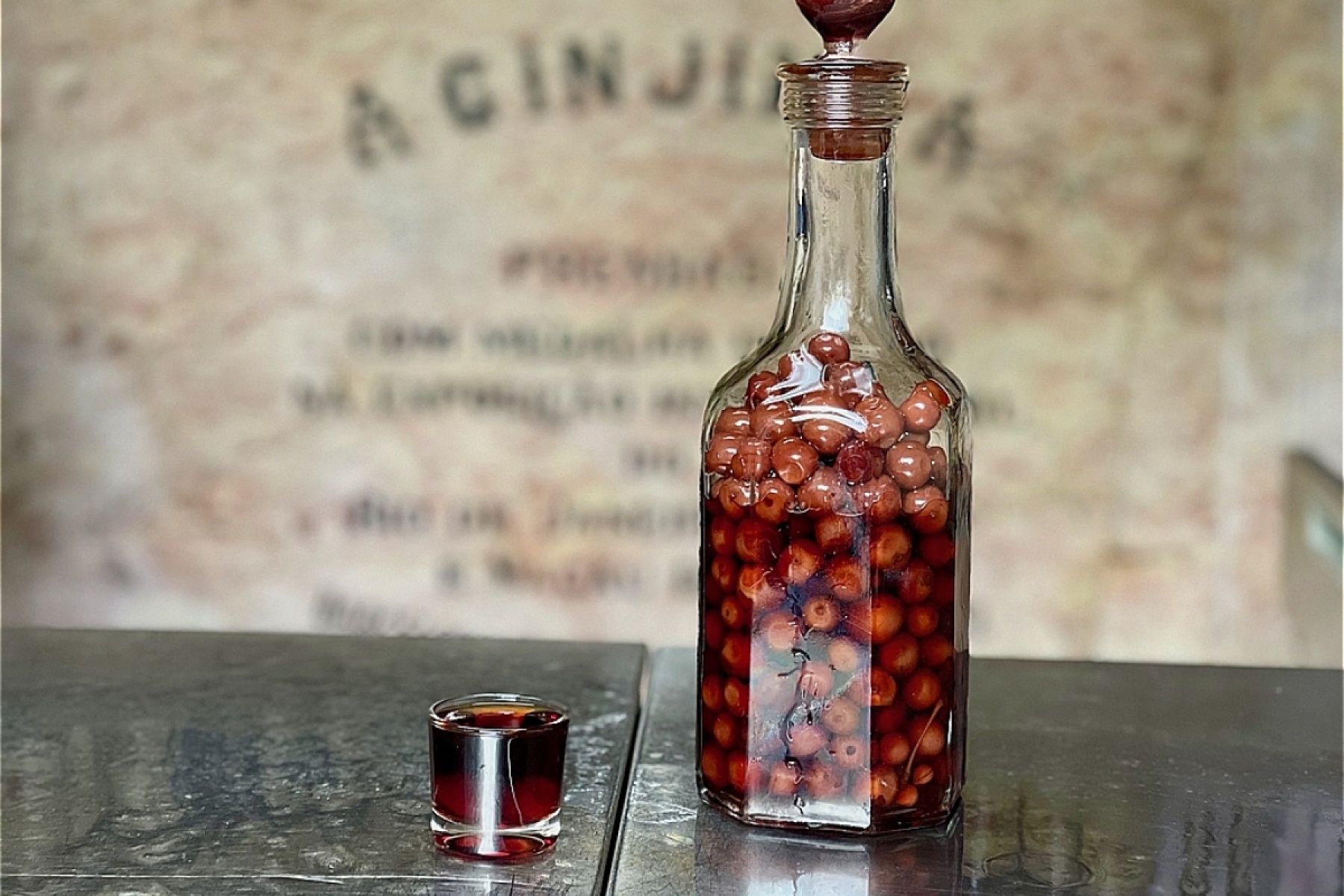 A big hit with drinkers around the world ginjinha, a traditional Portuguese liquor! 